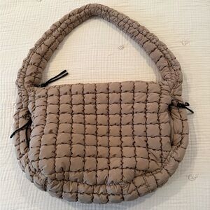 New Quilted Puffer Tote Bag in Tan